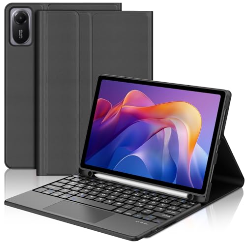 WAVATA Tastatur für Xiaomi Redmi Pad 2 11" 2025 mit Touchpad, Hülle mit Tastatur für Redmi Pad 2 Magnetische Bluetooth Abnehmbare QWERTZ Layout, Schwarz von WAVATA