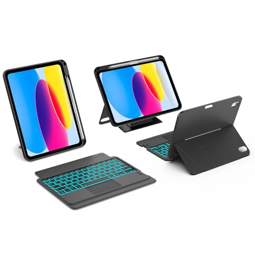 WAVATA Hülle Tastatur für iPad 10 Generation 10.9" 2022, iPad A16 11 Zoll 2025, Tastatur mit Smart Trackpad Beleuchtete Magnetische Bluetooth Abnehmbare QWERTZ Layout, Schwarz WAVATA Hülle Tastatur für iPad 10 Generation 10.9" 2022, iPad A16 11 Zoll 2025, Tastatur mit Smart Trackpad Beleuchtete Magnetische Bluetooth Abnehmbare QWERTZ Layout, Schwarz von WAVATA