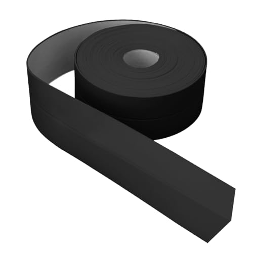 WAVATA Weichsockelleiste Selbstklebend, 12m PVC Sockelleiste Selbstklebend 16mm X 16mm, sockelleisten selbstklebend, Flexible Knickleiste, für KüChe und Badezimmer, Premium Weich sockelleisten,schwarz von WAVATA