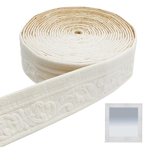 WAVATA Zierleisten Selbstklebend Weiß, Wasserdicht Bordüre 3D, Stuckleisten Wand Leisten Selbstklebend, Bordüre Selbstklebend Geeignet für Flure, Wandgemälde, Decken, Ecken, Linien von WAVATA