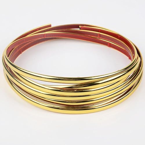 Zierleisten Selbstklebend Gold (12M x 8 mm x 3 mm),Selbstklebend Chromleiste, Deckenleisten Stuckleisten Wand,Zierleisten Selbstklebend für Abziehen und Aufkleben,flexibler Spiegel,Wand,Decke,Boden von WAVATA