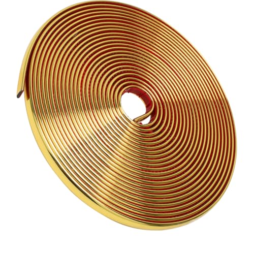Zierleisten Selbstklebend Gold (8M x 8 mm x 3 mm),Selbstklebend Chromleiste, Deckenleisten Stuckleisten Wand,Zierleisten Selbstklebend für Abziehen und Aufkleben,flexibler Spiegel,Wand,Decke,Boden von WAVATA