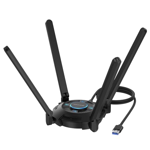 AX5400 USB WLAN Stick für PC, WAVLINK WiFi 6E USB WLAN Adapter PC, 2402Mbit/s 6GHz + 2402Mbit/s 5GHz + 573Mbit/s 2.4GHz, WPA3-Verschlüsselung, eingebauter Treiber, Schwarz, NUR für Windows 10/11 AX5400 USB WLAN Stick für PC, WAVLINK WiFi 6E USB WLAN Adapter PC, 2402Mbit/s 6GHz + 2402Mbit/s 5GHz + 573Mbit/s 2.4GHz, WPA3-Verschlüsselung, eingebauter Treiber, Schwarz, NUR für Windows 10/11 von WAVLINK