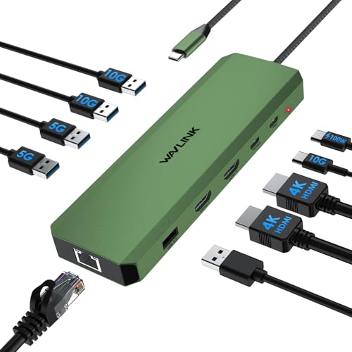 Laptop Docking Station, WAVLINK 10G USB C Hub mit Dual HDMI, 100W PD IN, 10Gbps USB-A/C 3.2, 5Gbps USB-A, USB2.0, Gigabit Ethernet für Dell/HP/Lenovo usw., nur für Windows Systerm Computer Laptop Docking Station, WAVLINK 10G USB C Hub mit Dual HDMI, 100W PD IN, 10Gbps USB-A/C 3.2, 5Gbps USB-A, USB2.0, Gigabit Ethernet für Dell/HP/Lenovo usw., nur für Windows Systerm Computer von WAVLINK