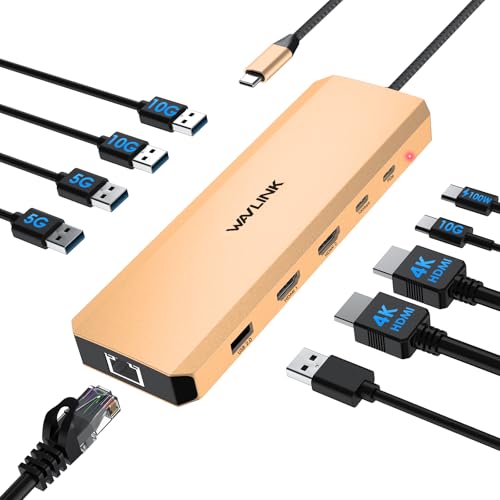 Laptop Docking Station, WAVLINK 10G USB C Hub mit Dual HDMI, 100W PD IN, 10Gbps USB-A/C 3.2, 5Gbps USB-A, USB2.0, Gigabit Ethernet für Dell/HP/Lenovo usw., nur für Windows Systerm Computer Laptop Docking Station, WAVLINK 10G USB C Hub mit Dual HDMI, 100W PD IN, 10Gbps USB-A/C 3.2, 5Gbps USB-A, USB2.0, Gigabit Ethernet für Dell/HP/Lenovo usw., nur für Windows Systerm Computer von WAVLINK