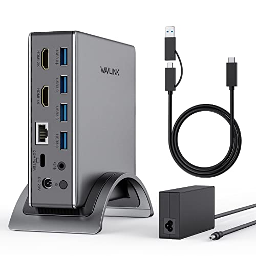 Laptop Dockingstation, Universal USB 3.0 Dockingstation für Windows/Mac auf Dual Monitor mit PD 130W, Dual HDMI, Audio und Etherne, 4x USB 3.0, 1x USB C 3.0 Laptop Dockingstation, Universal USB 3.0 Dockingstation für Windows/Mac auf Dual Monitor mit PD 130W, Dual HDMI, Audio und Etherne, 4x USB 3.0, 1x USB C 3.0 von WAVLINK