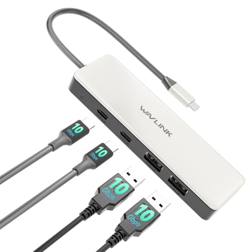 USB C Hub, WAVLINK 10Gbps USB C Hub, 2 USB-C&A 3.2 Anschlüsse, Kompatibel für iMac/MacBook/Chromebook/Dell/HP/Lenovo (unterstützt Nicht das Aufladen/Erweitern des Monitors) von WAVLINK