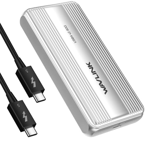 WAVLINK 80 Gbit/s M.2 NVMe SSD-Gehäuse mit Lüfter, kompatibel mit Thunderbolt5/USB4 V2.0, unterstützt B+M Key/M-Key NVMe 2280 SSD, funktioniert mit Mac M4 Pro von WAVLINK