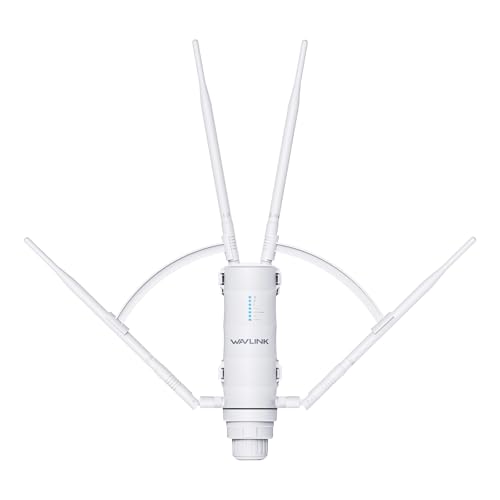 WAVLINK AC1200 Outdoor Mesh Extender/Router, Long Range IP65 wasserdicht WiFi Repeater mit passivem/aktivem POE, unterstützt Fat/Fit AP, Dualband 5G+2,4G, 4x7dBi Omni-Antennen von WAVLINK
