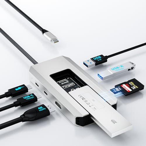 WAVLINK USB-C-Hub, 10-Gbit/s USB-C-Hub mit M.2 PCIe/SATA SSD-Anschluss, HDMI, 100-W-PD, USB-A&C 3.2/2.0, SD&TF, kompatibel mit MacBook/Chromebook/Dell/HP/Lenovo von WAVLINK