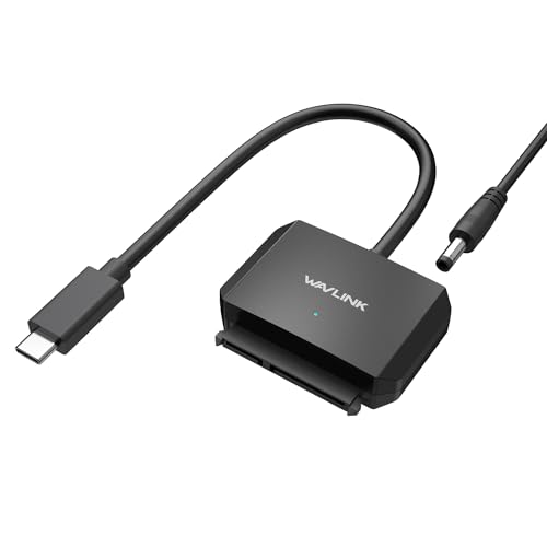 WAVLINK USB-C zu SATA III Adapterkabel, Externer Festplatten-Adapter für 2,5"/3,5" HDD/SSD mit 5 Gbps & Netzteil von WAVLINK