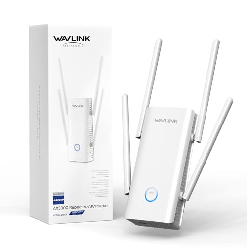 WAVLINK WLAN Verstärker Steckdose WiFi 6 AX3000 für Zuhause deckt bis zu 3000sq.ft, WLAN Reapter 5 * 5 dBi Antennen, Dual Band (5GHz/2.4GHz) Access Point mit Gigabit-Anschluss von WAVLINK