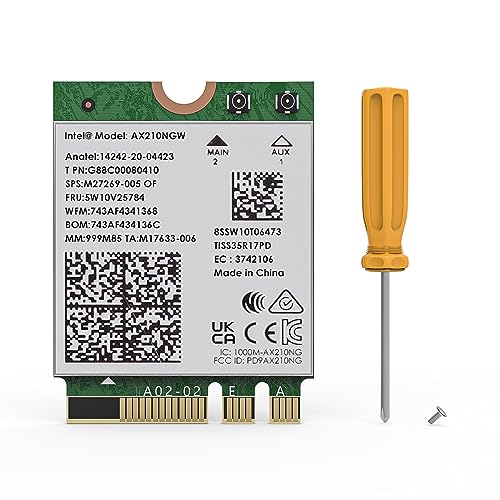 WAVLINK WiFi 6E Wireless Karte, Intel AX210 5400Mbit/s WLAN Netzwerkkarte Adapter, Tri-Band WLAN Karte mit Bluetooth 5.3 für Laptop, Ultra-Low Latency, Support Windows 10/11 (64bit) M.2/NGFF von WAVLINK