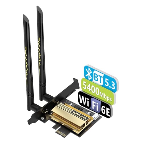 WLAN-Karte 5400 Mbps PCIe WiFi 6E WAVLINK Neue Netzwerkkarte Wireless Tri-Band-Adapter AX210 mit Bluetooth 5.3, MU-MIMO WPA3 OFDMA Halterung mit niedrigem Profil, Kühlkörper für PC Windows von WAVLINK
