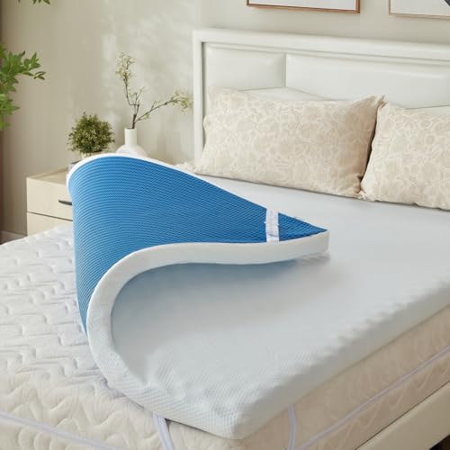 Matratzentopper 90x200cm, Kühlung Gelschaum Matratzen Topper 10cm Höhe, Memoryschaum Topper Öko-TEX® Zertifiziert, Geltopper Hart für Gästebett Boxspringbett Klappmatratze, Gel Mattress Topper von WAVV