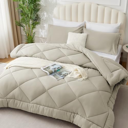 WAVVE Bettdecke 135x200 cm Ganzjahresdecke 4 Jahreszeiten, Steppdecke 300gsm Mikrofaser 135x200cm, Super Weiche Zudecke Schlafdecke Atmungsaktive 135 x 200, Beige von WAVVE