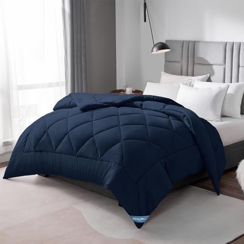 WAVVE Bettdecke 240x220 cm Ganzjahresdecke 4 Jahreszeiten, Steppdecke 300gsm Mikrofaser 220x240, Super Weiche Zudecke Schlafdecke Atmungsaktive 240 x 220 Blau von WAVVE