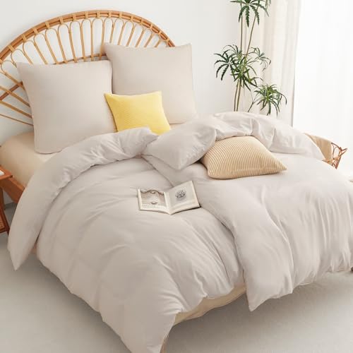 WAVVE Bettwäsche 135x200 4teilig Beige - Bettbezüge 135 x 200 2er Set mit Kissenbezüge 80x80 cm, Bettwäsche-Sets 135x200cm aus Mikrofaser mit Reißverschluss Weich WAVVE Bettwäsche 135x200 4teilig Beige - Bettbezüge 135 x 200 2er Set mit Kissenbezüge 80x80 cm, Bettwäsche-Sets 135x200cm aus Mikrofaser mit Reißverschluss Weich von WAVVE