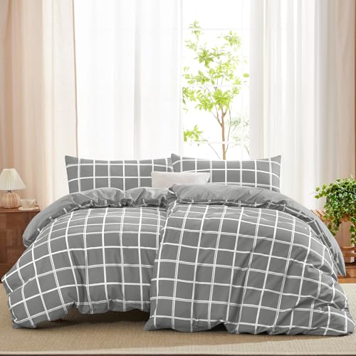 WAVVE Bettwäsche 135x200 4teilig Bettbezug - Bettwäsche-Sets 135 x 200 cm 2er Set mit 2 Kissenbezüge 40x80cm, ÖKO-TEX, Grau von WAVVE