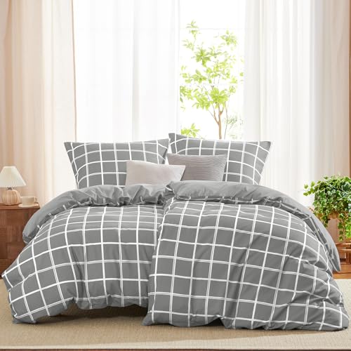 WAVVE Bettwäsche 135x200 4teilig Bettbezug - Bettwäsche-Sets 135 x 200 cm 2er Set mit 2 Kissenbezüge 80x80cm, ÖKO-TEX, Grau von WAVVE