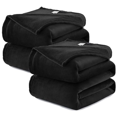 WAVVE Kuscheldecke Flauschig 2er Set Decke Fleecedecke - 2 Stücke Set Sofadecke 150x200 cm Warm Wohndecke Couchdecke, Schwarz Decke Weich Sofaüberwurf XL von WAVVE