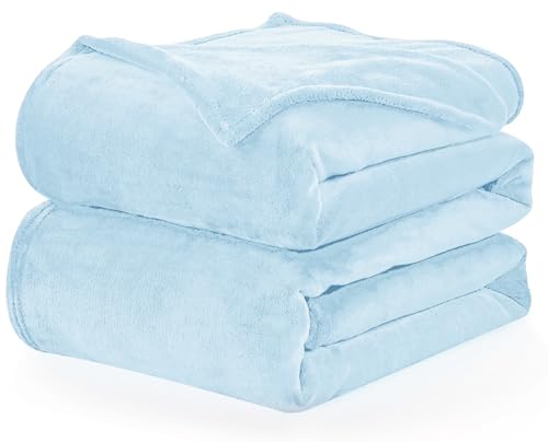 WAVVE Kuscheldecke Flauschig Decke Fleecedecke - Sofadecke Hellblau 220x240 cm Wohndecke Sommer Couchdecke Weich, XXL Groß Decke Sofa Leicht von WAVVE