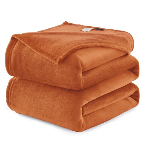 WAVVE Kuscheldecke Flauschig Decke Fleecedecke - Sofadecke Orange 220x240 cm Wohndecke Couchdecke Weich, XXL Groß Decke Sofa Leicht von WAVVE