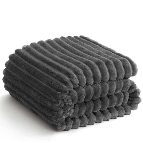 WAVVE Kuscheldecke 230x270 cm, Fleecedecke, Sofadecke, Couchdecke, Weiche Flanell Wohndecke für Zimmer Deko, Sofaüberwurf, Wohn- & Kuscheldecken, XXL große Decke, Grau von WAVVE