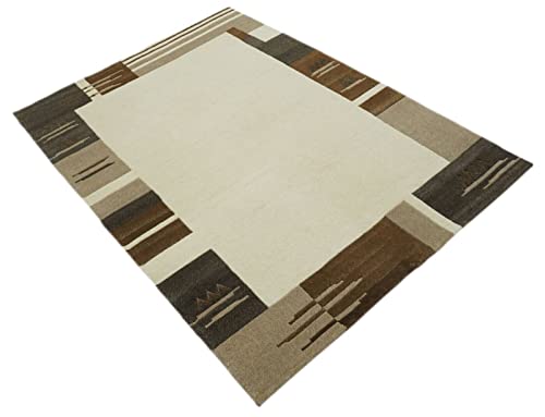 Beige Compatible with Braun Nepal Teppich Handgeknüpft 100% Wolle Orientteppich 140X200 cm N772 von WAWA TEPPICH