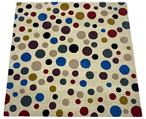 Bunt Beige Orientteppich Handgetuftete 100% Wolle Teppich Handgewebt 200x200 cm von WAWA TEPPICH