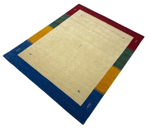 Gabbeh Teppich 100% Wolle 200x250 cm Beige Handgewebt Orientteppich Bunt WR140 von WAWA TEPPICH