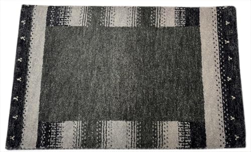 Gabbeh Teppich 60x90 cm Handgeknüpft 100% Wolle Dunkelgrün Grau Modern R72 Gabbeh Teppich 60x90 cm Handgeknüpft 100% Wolle Dunkelgrün Grau Modern R72 von WAWA TEPPICH