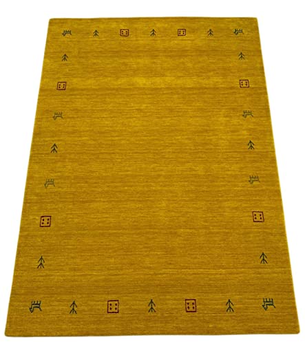 Gabbeh Teppich Gold 100% Wolle Orientteppich Handgewebt Loom Brücke G-630 von WAWA TEPPICH