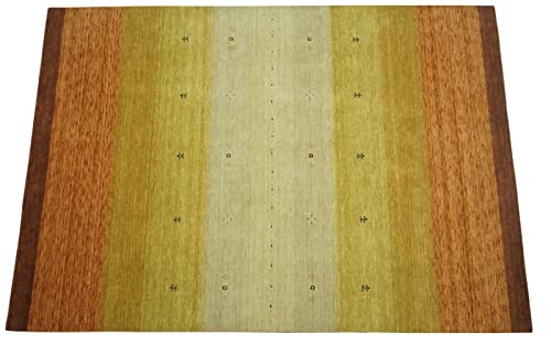 Gabbeh Teppich Orange Rot Gold Beige 100% Wolle 170x240 cm Loom Handgewebt Lr490 von WAWA TEPPICH