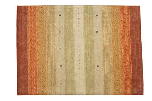 Gabbeh Teppich Rot Gold Beige 100% Wolle 170x240 cm Handgewebt Compatible with Orient Lr743 von WAWA TEPPICH