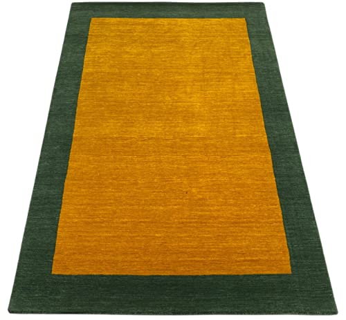 Gold Grün Teppich 100% Wolle Gabbeh 120x180 cm Handgewebt Home Deko WR152 von WAWA TEPPICH