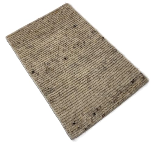 Handgeknüpfter 100% Wollteppich 60x90 Modern Design Teppich Beige BCI77 von WAWA TEPPICH