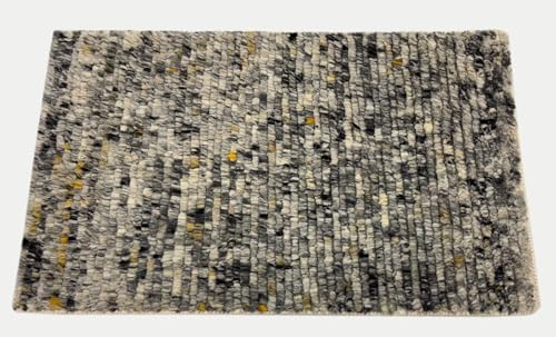Handgeknüpfter 100% Wollteppich 60x90 Modern Design Teppich Grau Beige R03 von WAWA TEPPICH