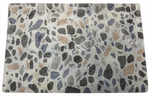 Handgetufteter Teppich 60x90 cm Beige Bunt Modern Wolle Abstraktes Design D06 von WAWA TEPPICH