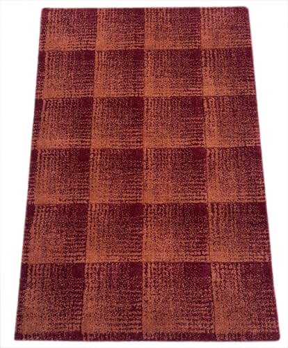 Handgetufteter Teppich 60x90 cm Dunkelrot Modern Muster Design Wolle R102 Handgetufteter Teppich 60x90 cm Dunkelrot Modern Muster Design Wolle R102 von WAWA TEPPICH
