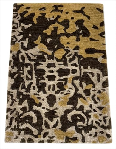 Handgetufteter Teppich 60x90 cm Gold Beige Compatible with Braun Modern 80% Wolle Design R95 Handgetufteter Teppich 60x90 cm Gold Beige Compatible with Braun Modern 80% Wolle Design R95 von WAWA TEPPICH
