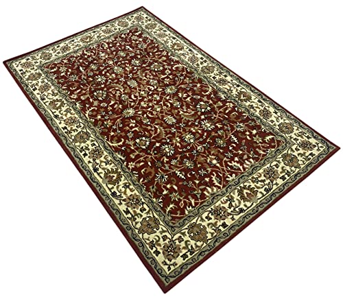 Herati Orient Teppich Rot 100% Wolle Handgetufteter Braun Beige 170 x 240 cm von WAWA TEPPICH