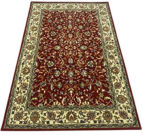 Herati Rot Orient Teppich Handgetufteter 100% Wolle Handgefertigter Braun Beige 200x300 cm von WAWA TEPPICH