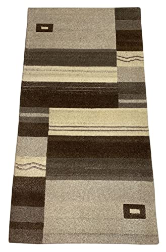 Indo Nepal Teppich Handgeknüpft Grau Beige Compatible with Braun 70X140 cm Wolle Orientteppich von WAWA TEPPICH