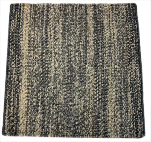 Kleiner Wollteppich 60x60 cm Handgewebt aus Wolle & Jute Naturfarben Unter D508 von WAWA TEPPICH