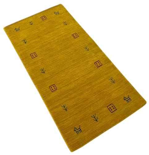 Orientteppich Gold Gabbeh Teppich 100% Wolle Loom Handgefertigt 70x140 cm von WAWA TEPPICH