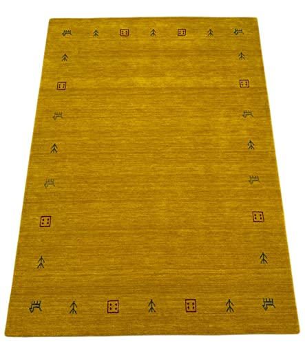 Orientteppich Gold Gabbeh Teppich 100% Wolle Loom Handgefertigt G-630 T (120 x 180 cm) von WAWA TEPPICH