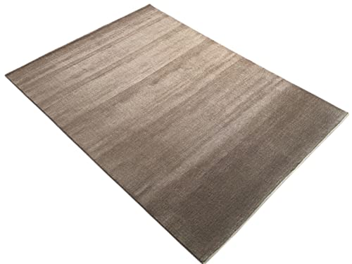 Taup Grau Teppich 100% Wolle 200x300 cm Handgewebt einfarbig gefärbt Uni AN2 von WAWA TEPPICH