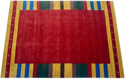 Teppich 100% Wolle 250x300 cm rot Gold Terrakotta Handgewebt Gabbeh Compatible with Orient A1 von WAWA TEPPICH