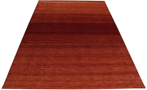 Terrakotta Teppich 100% Wolle 200x300 cm Orange Rot Gabbeh Loom Handgewebt T960 von WAWA TEPPICH